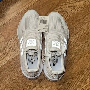 adidas White Low-Profile Knit Swift Run Sneakers